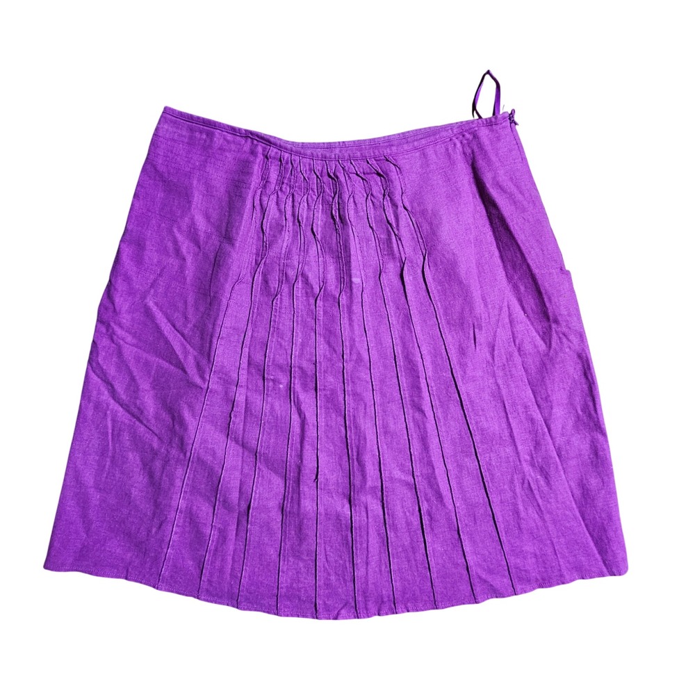 Carole Little Linen‎ Blend Pleated Knee Length Skirt Womens 12 Purple